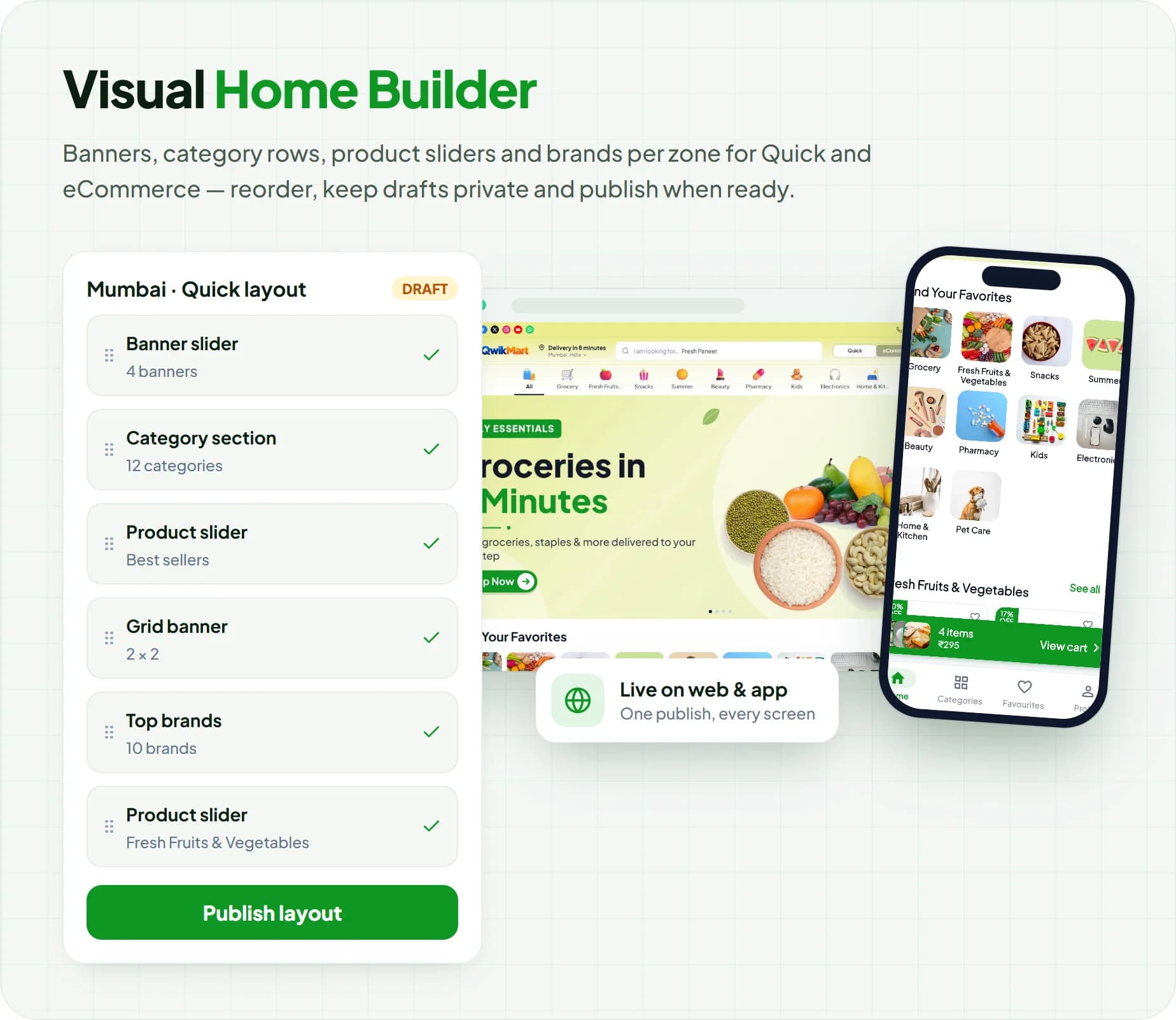 Visual Home Builder for zone-wise Quick and eCommerce home layouts