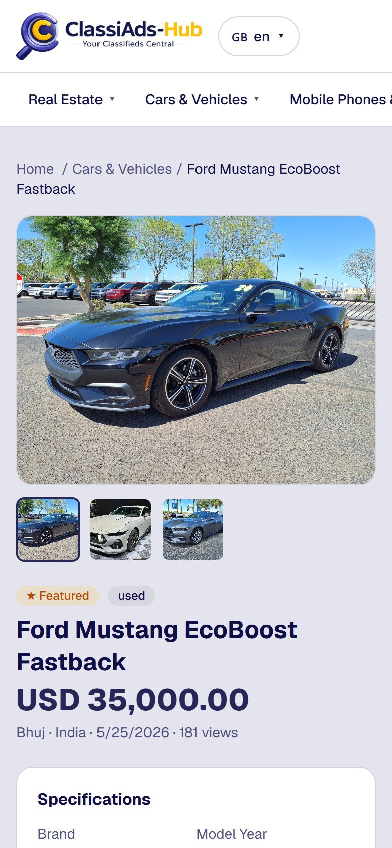 Ad detail on a phone