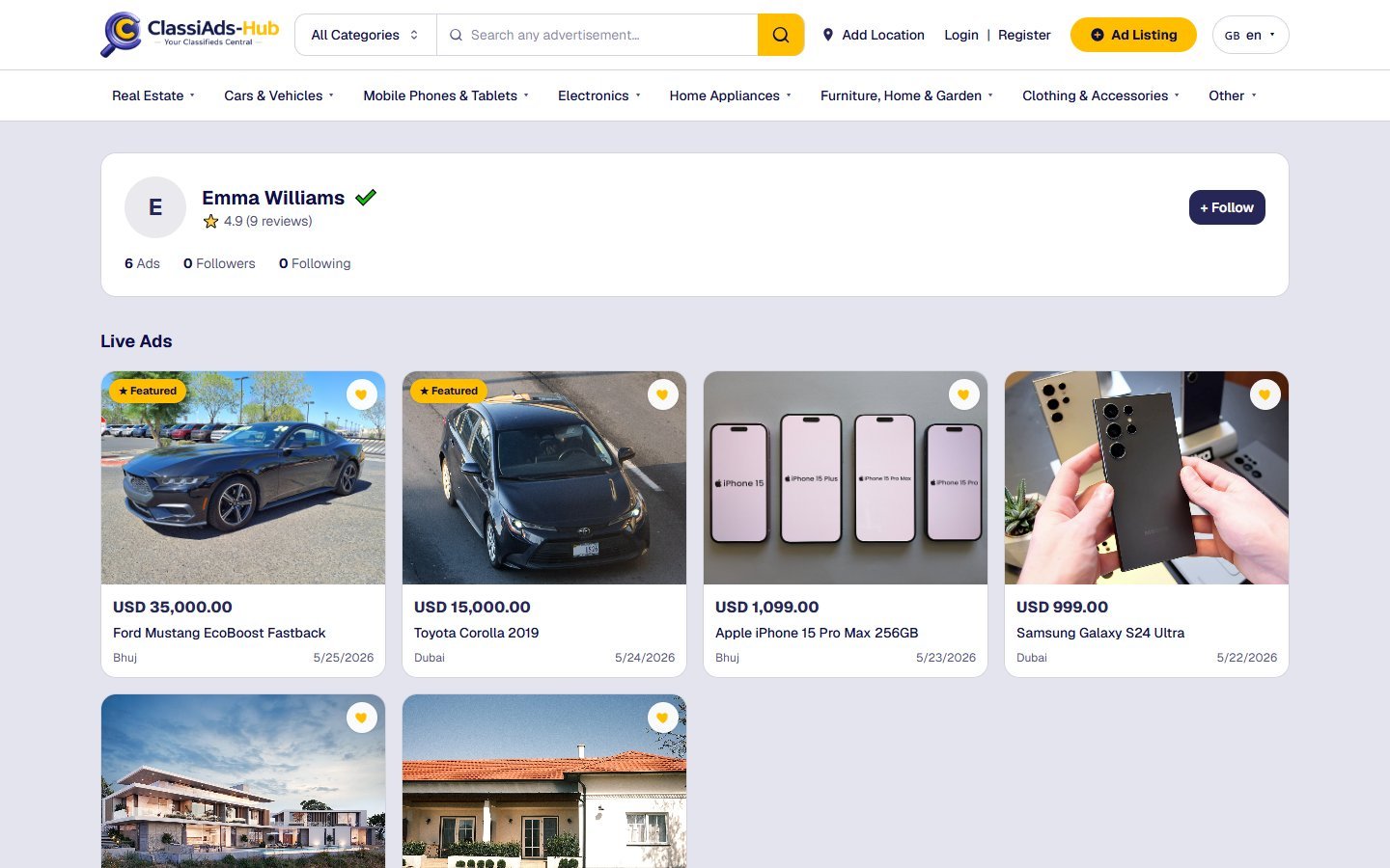 Seller profile